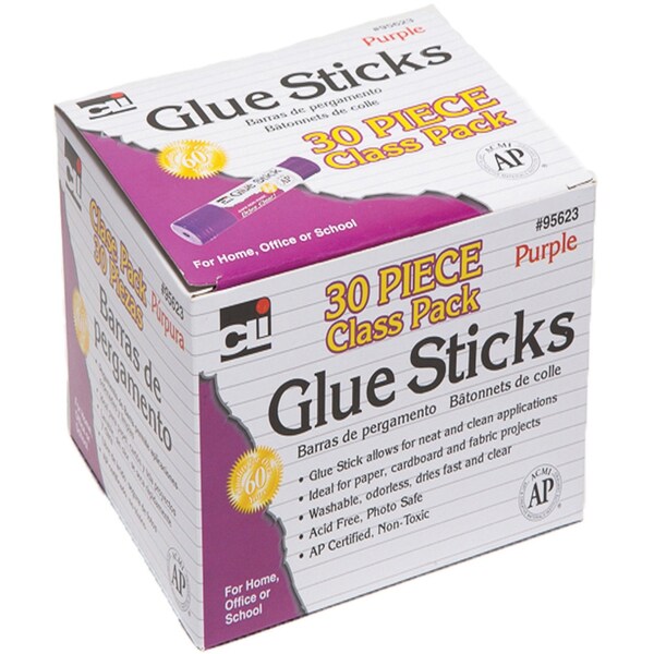 Charles Leonard Glue Sticks, Class Pack, Purple, 0.28 oz., PK60 95623 - main